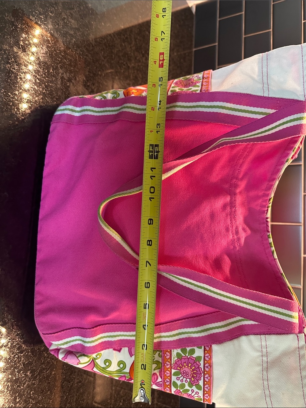Vera Bradley Bright Pink Stripe-Trim Tote - Picture 4 of 4